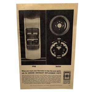 Vintage 1963 Print Ad Chevrolet Genuine Replacement Parts Chevy Auto Original Ad